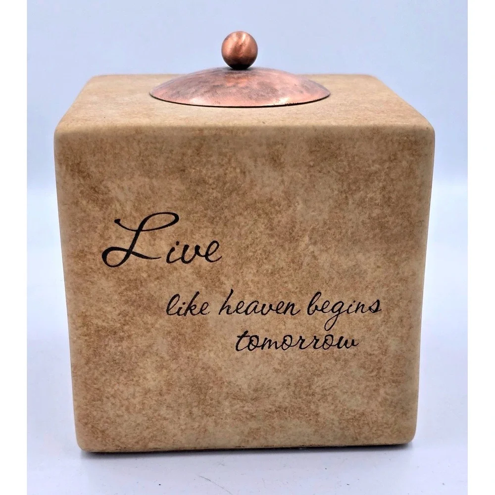 Comfort Candle Tealight Holder Live Love Dance Sing Stone Look Pavilion Gift Co.
